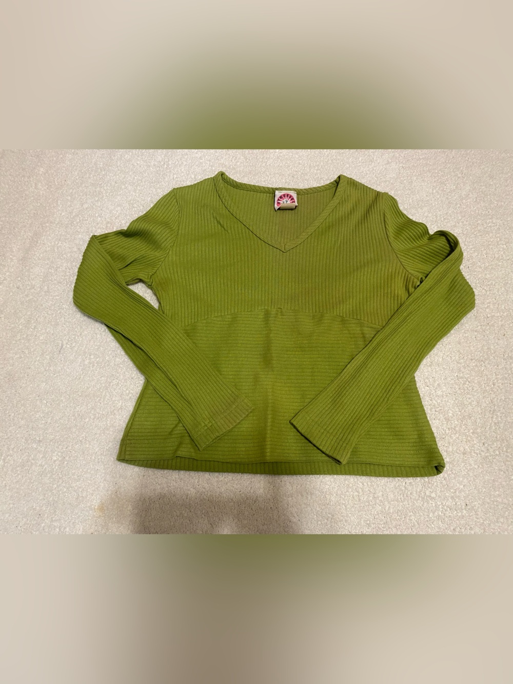 Stressed Out Lime Ribbed V-Neck Top